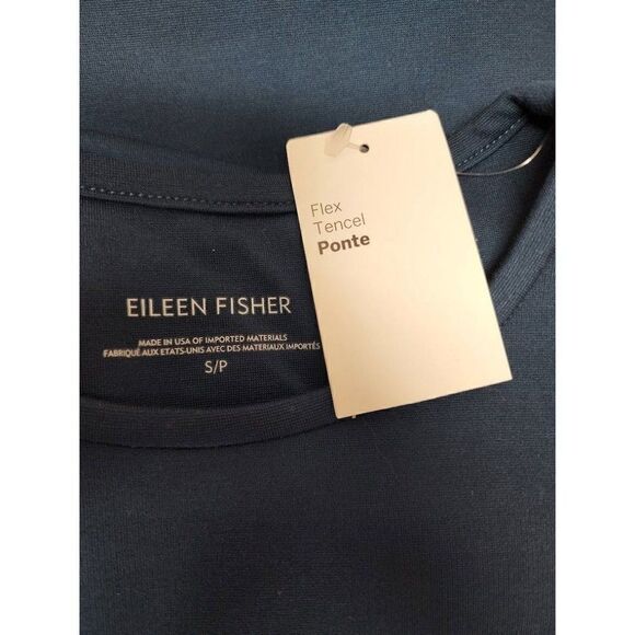 Eileen Fisher Oversized Blouse‎ Top Women's SMALL Blue Crewneck Long-Sleeve NEW - Picture 8 of 13
